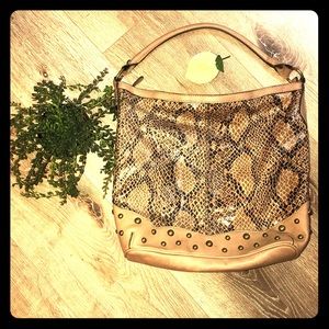 Jessica Simpson Tan Black Snake Studded Hobo Purse